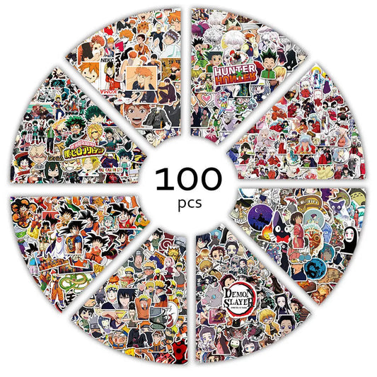100pcs Anime Stickers Naruto Dragon Ball Z Demon Slayer